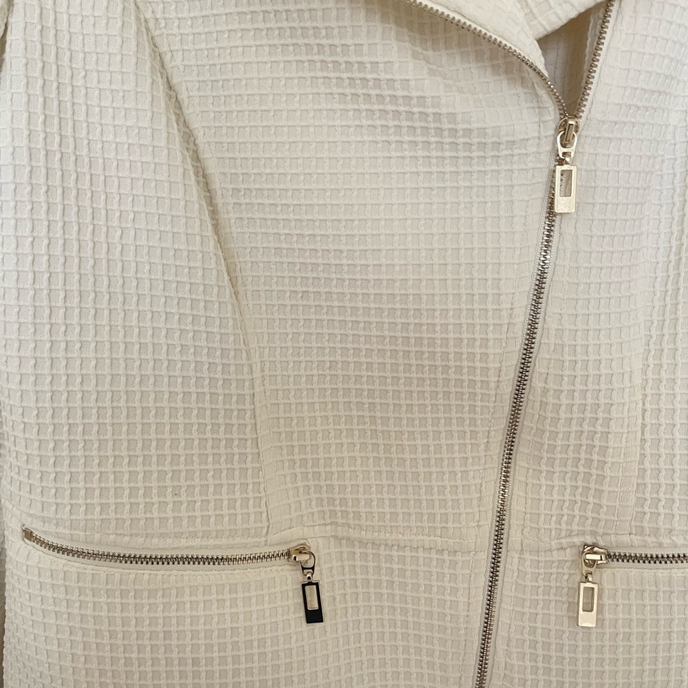 CHICO'S Textured Moto Cream Jacket - Chico's Size 0/Small - Picture 6 of 8